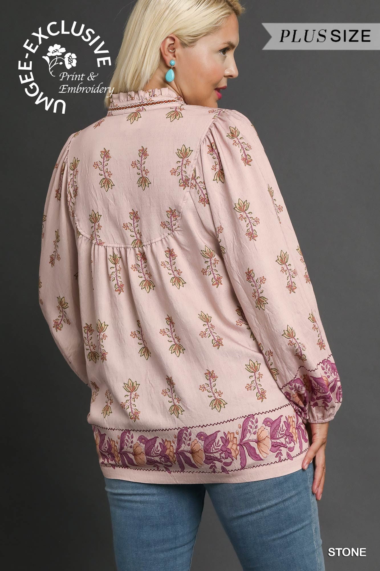 Stone Floral Boho Top PLUS