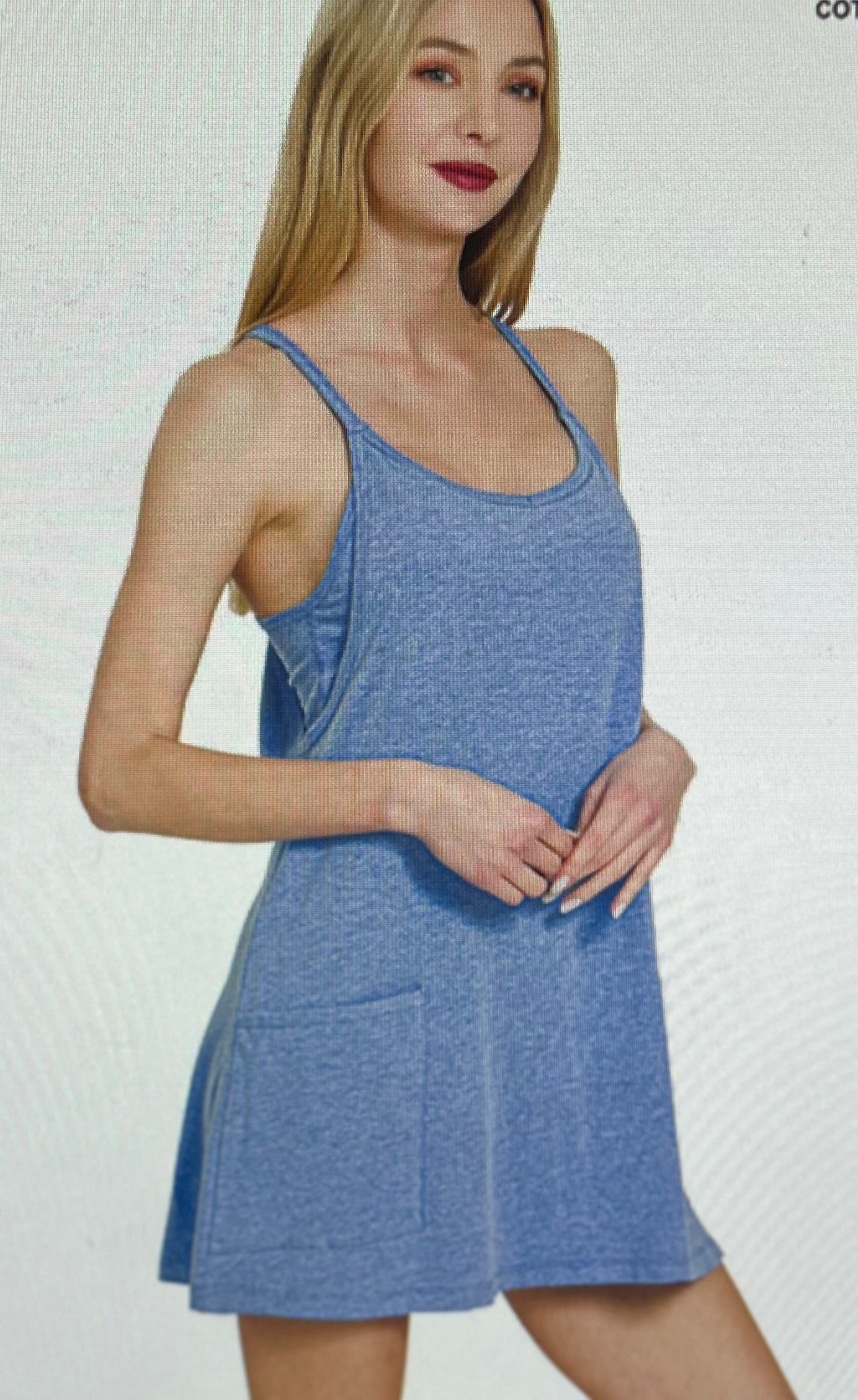 Heather Blue Mini Romper Dress