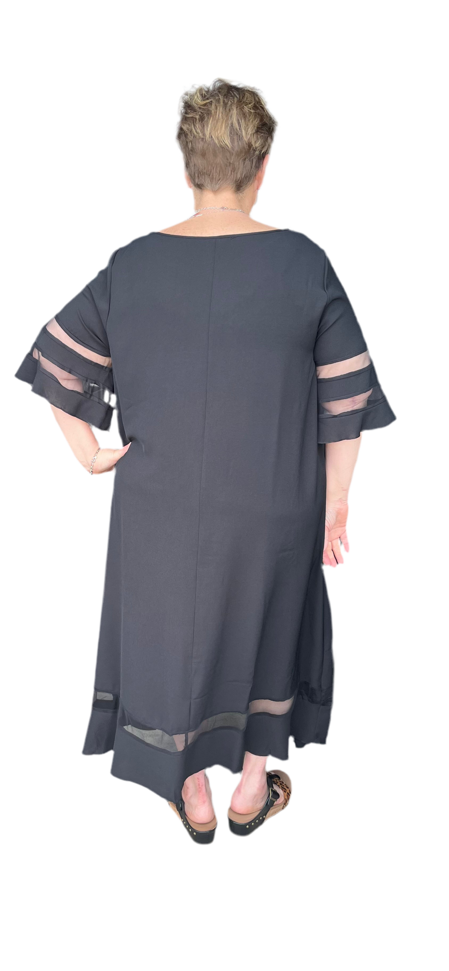 Black Mesh Midi Dress PLUS