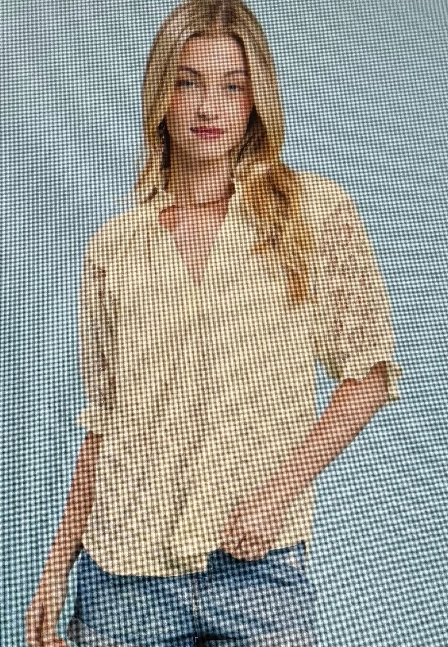 Ecru Linen Lace Top