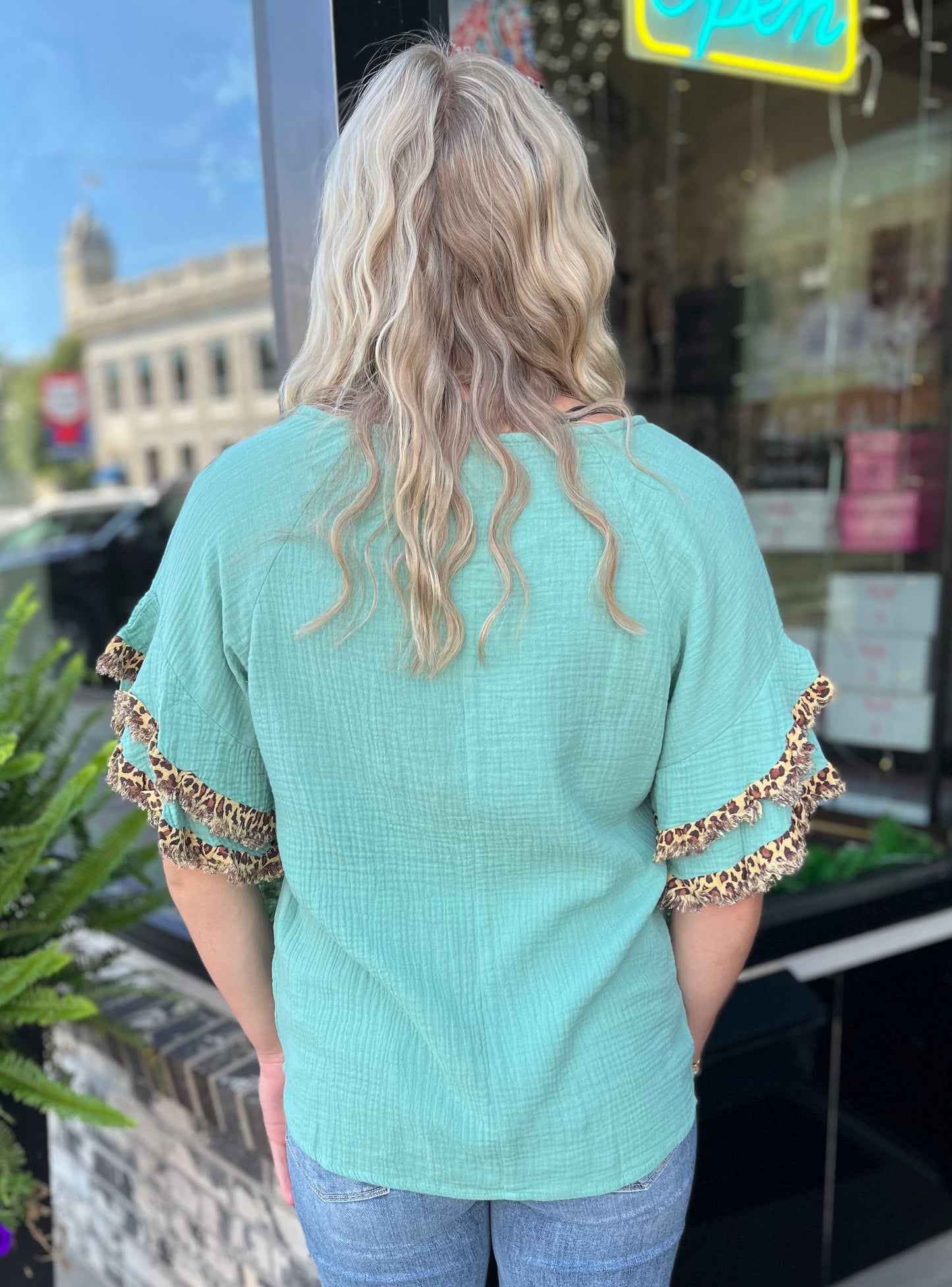 Gauze Layered Ruffle Top