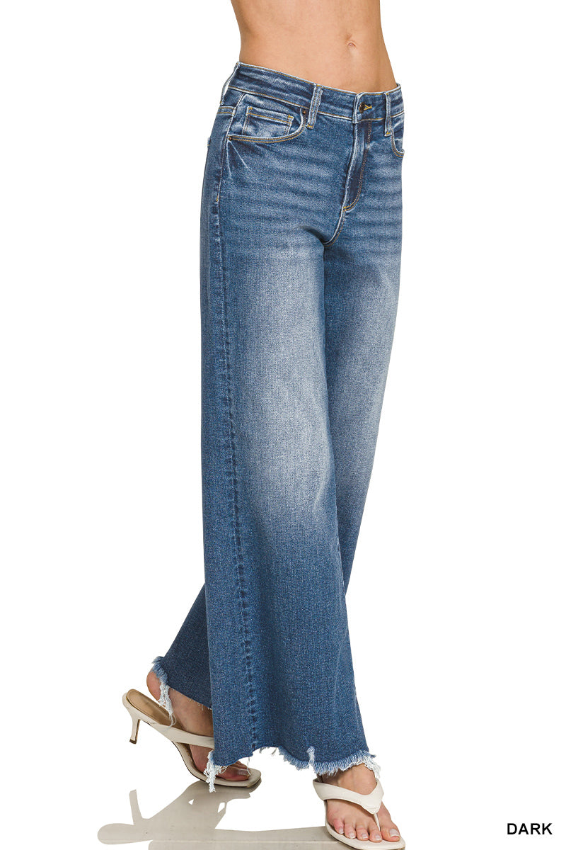 Distressed Hem Flare Denim