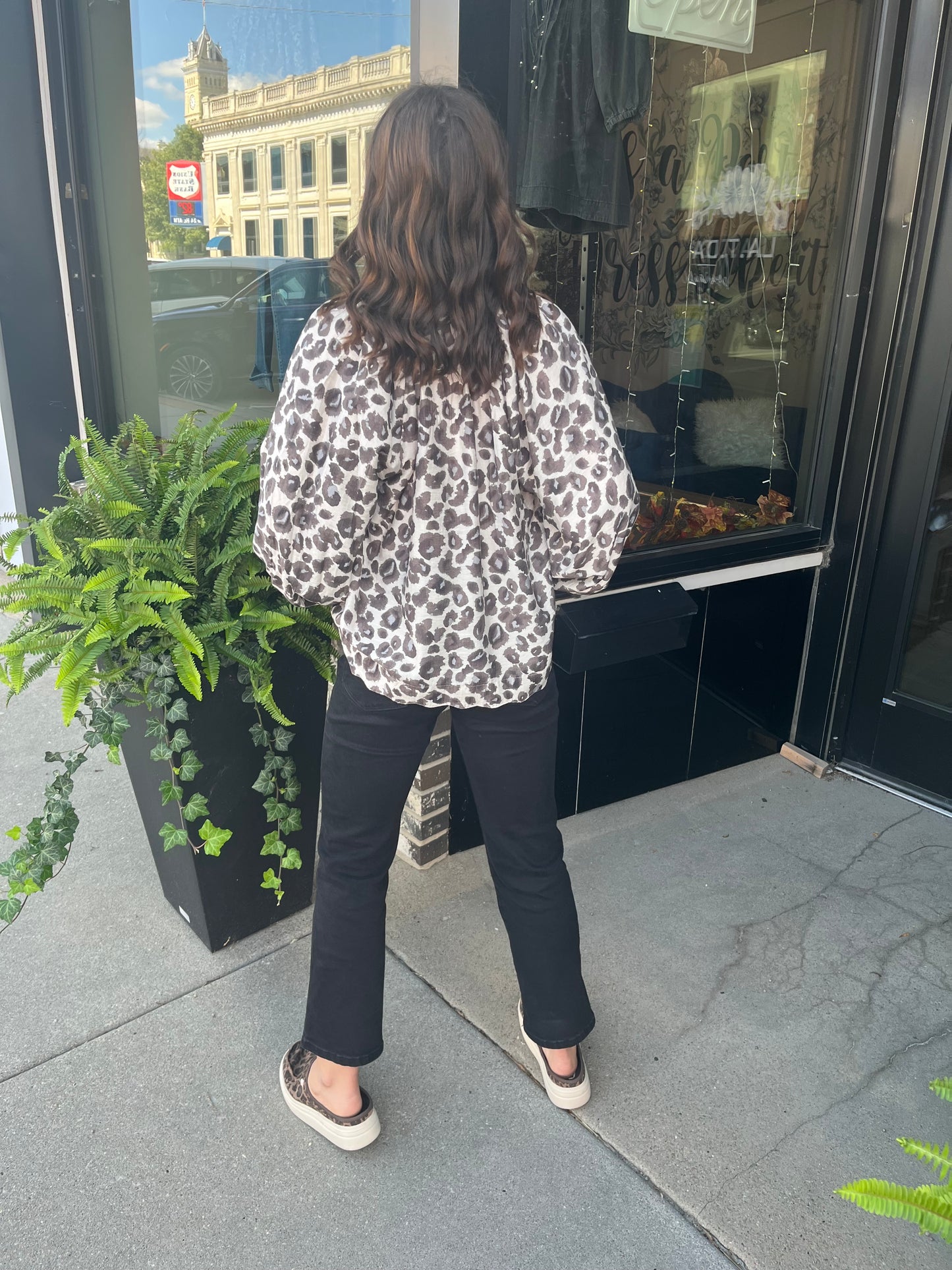 Leopard Print Boho Blouse