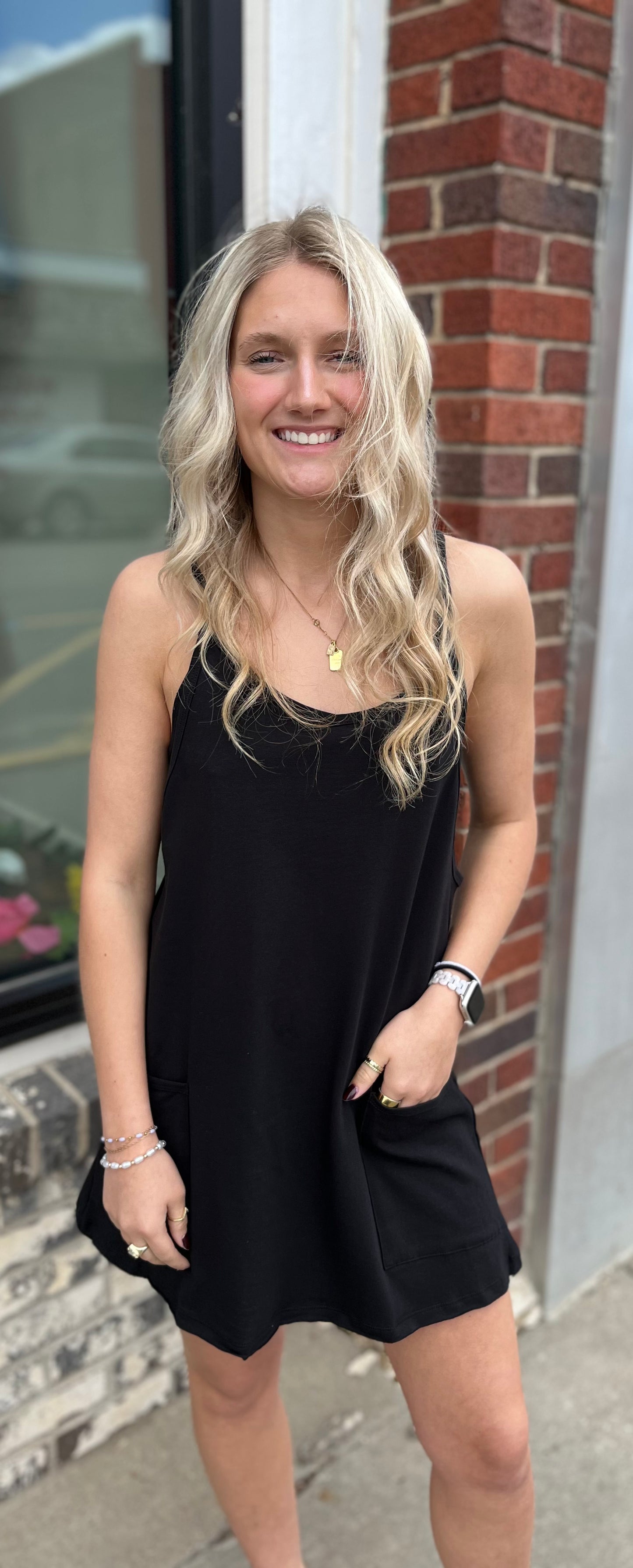 Black Mini Romper Dress
