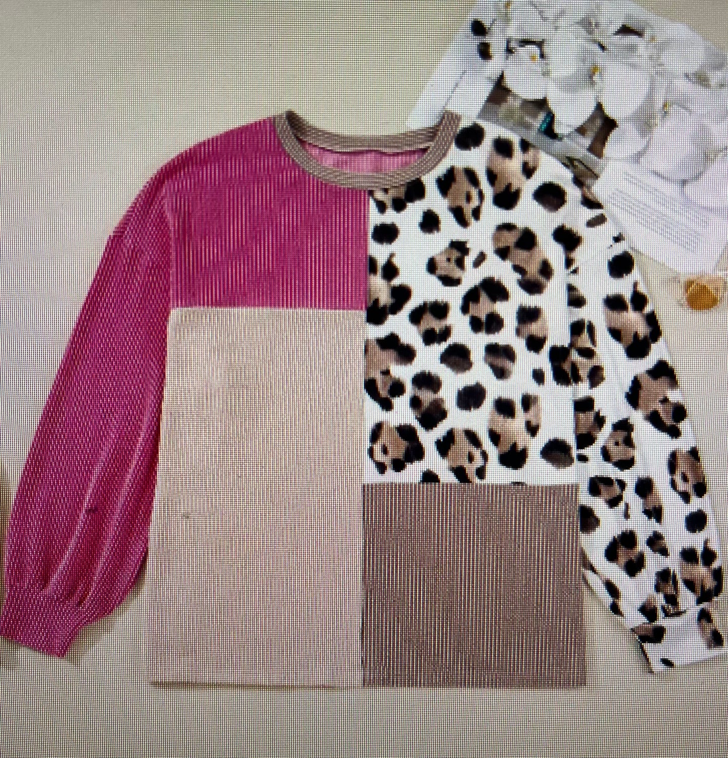 Leopard Rose Red & Pink Top PLUS