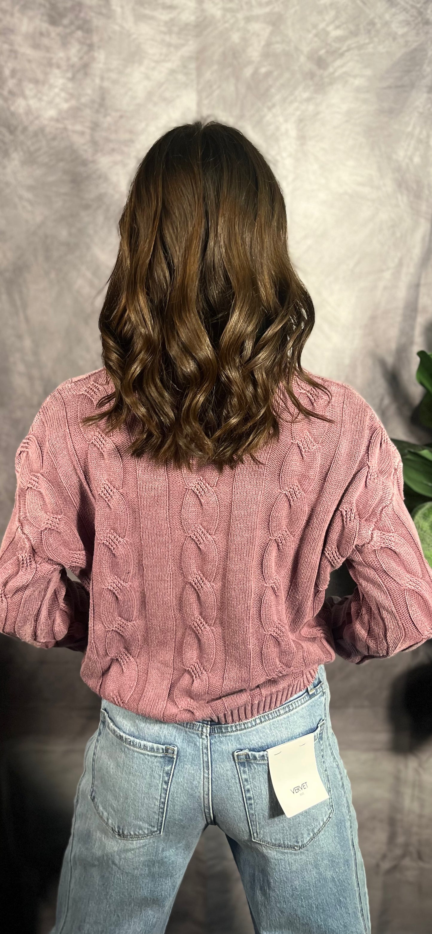 Plum Cable Knit Sweater Top