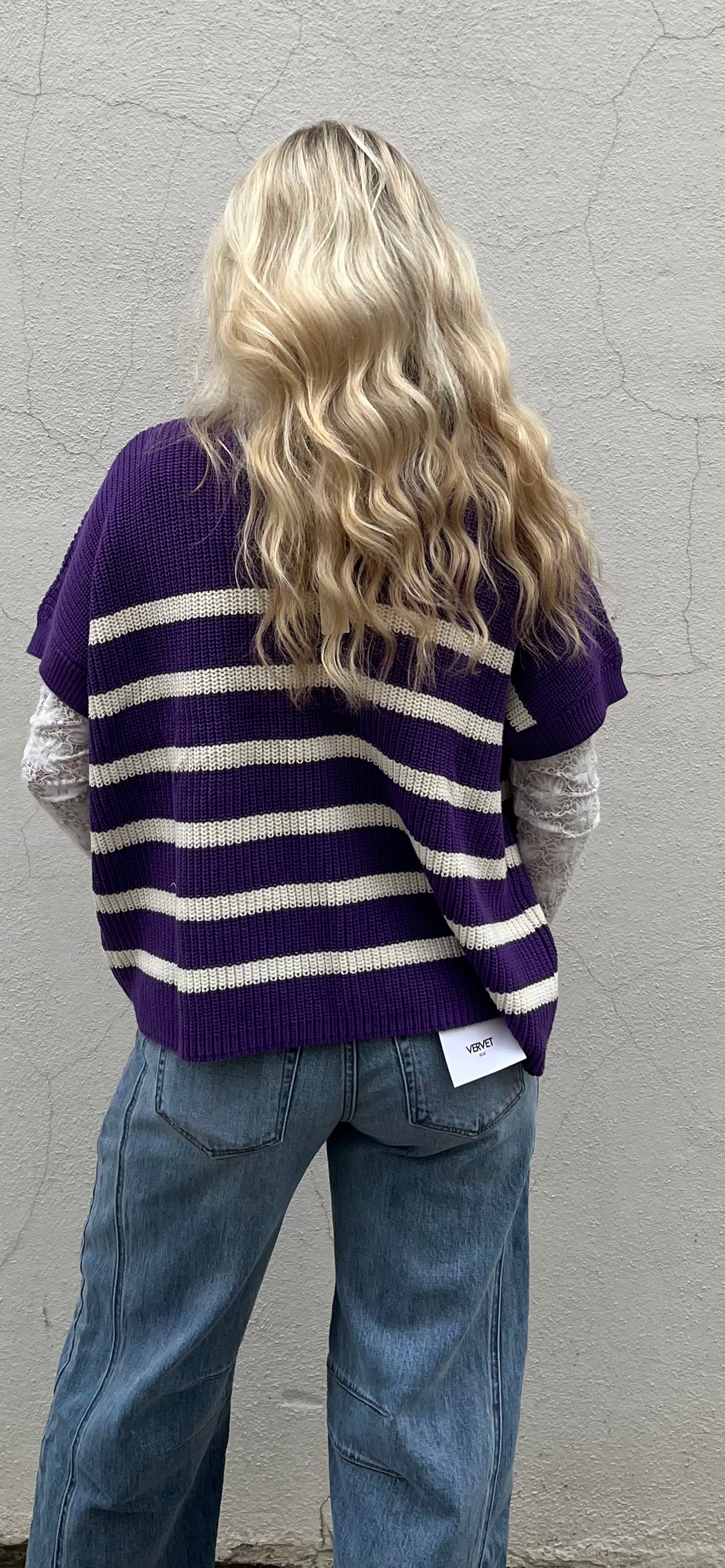 Purple Drop Shoulder Sweater Top