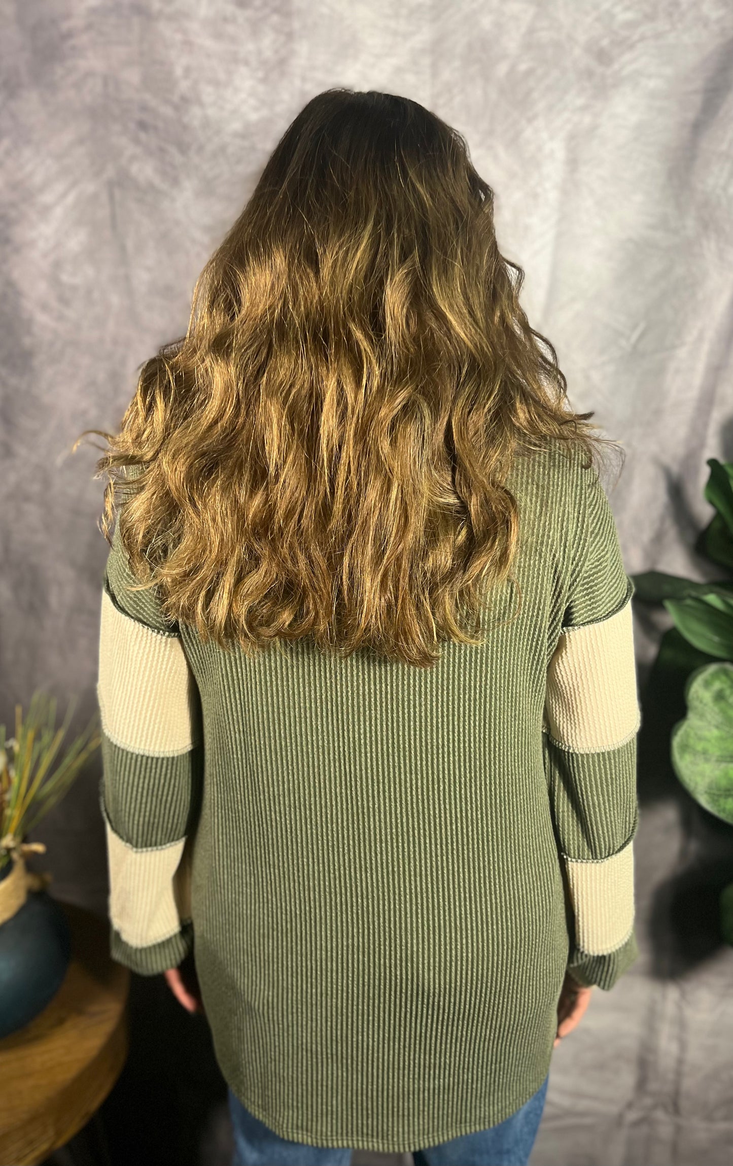 Olive Collar Rib Vintage Top PLUS