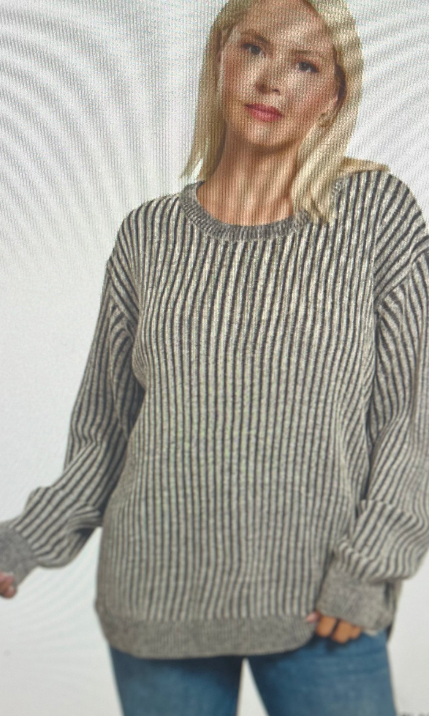 Black Two-Toned Sweater PLUS