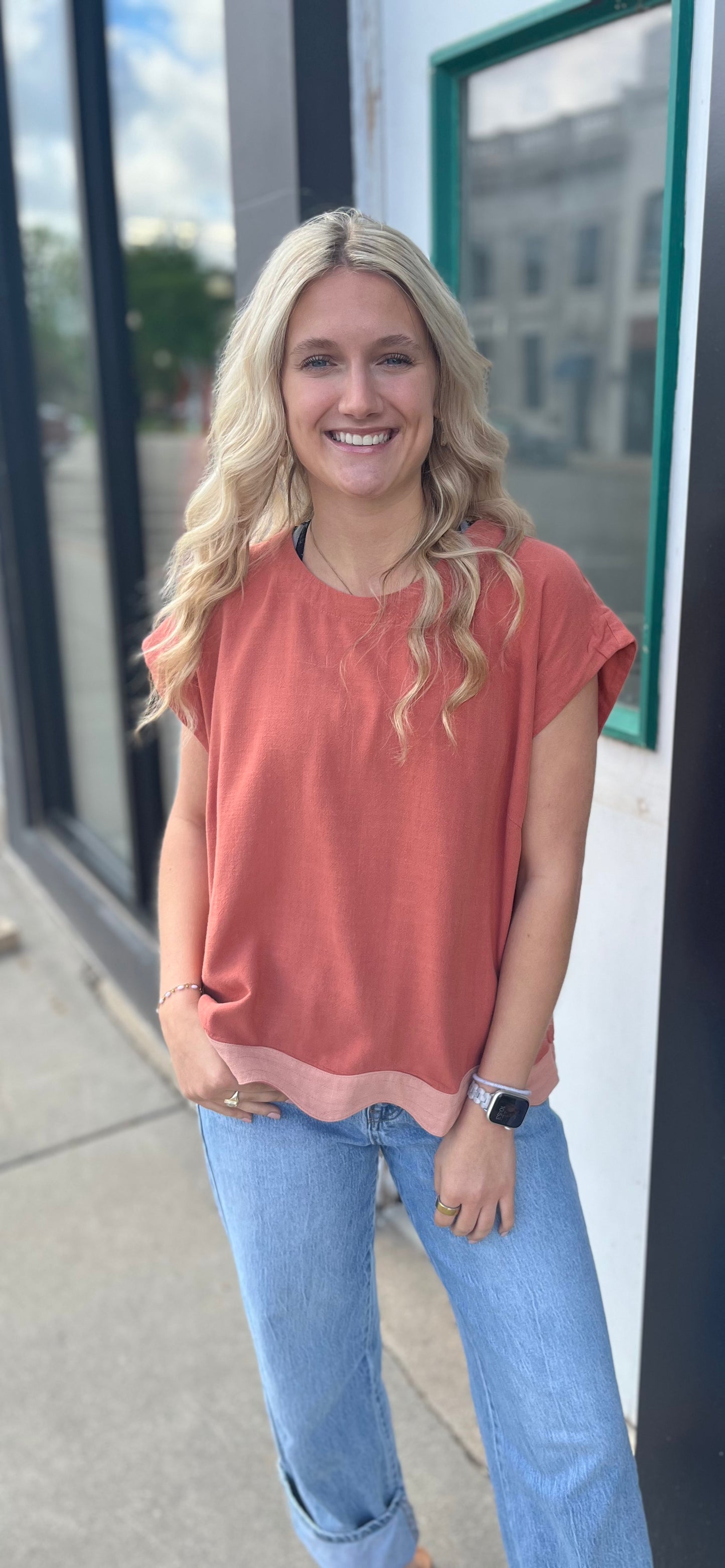 Clay Linen Blend Summer Top