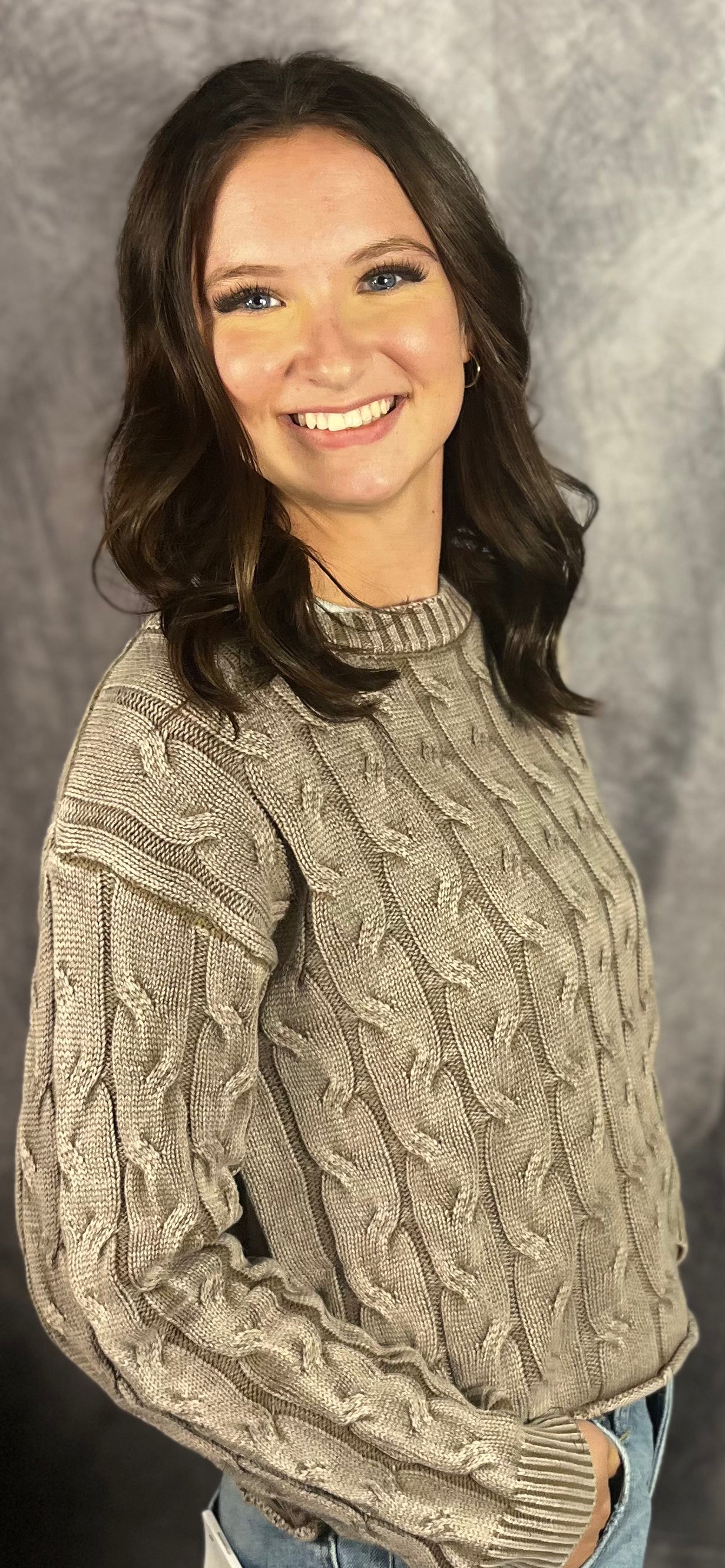 Washed Brown Cut Edge Sweater