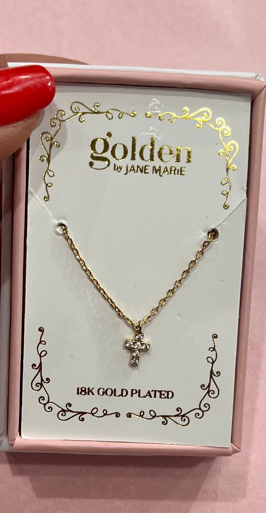 Kids Gold with Mini Crystal Cross Necklace