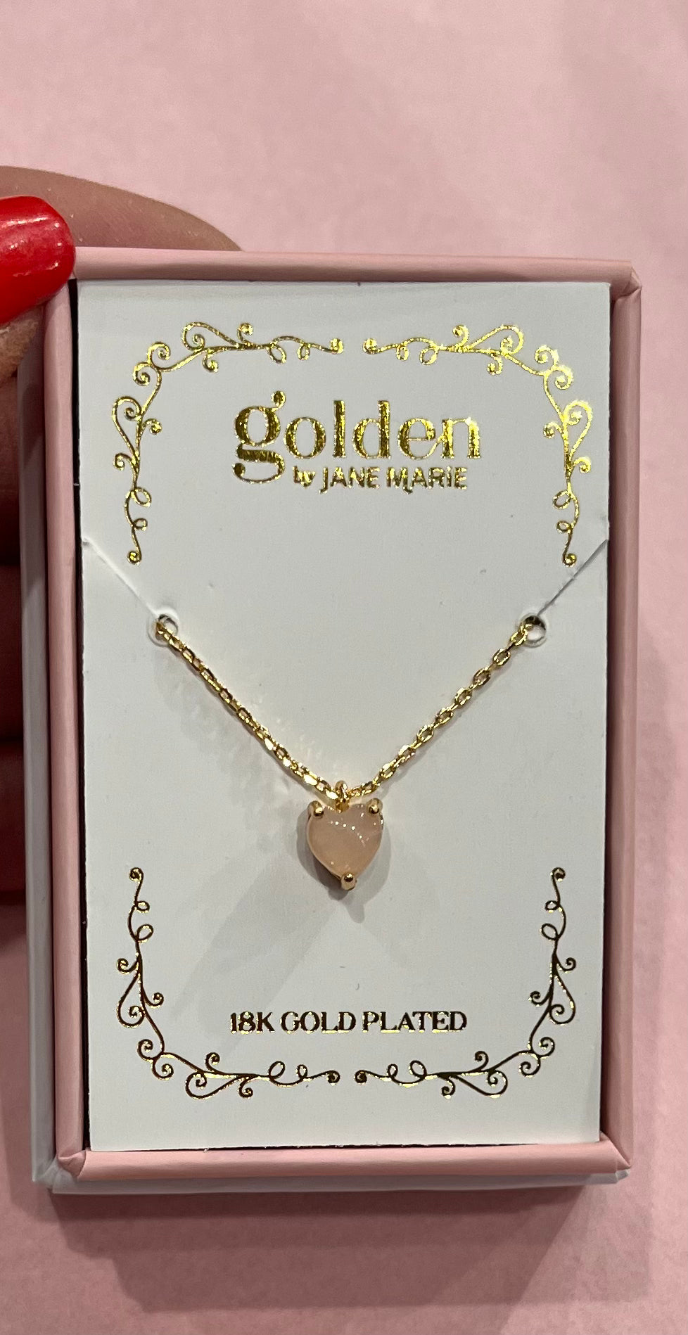 Kids Rose Quartz Heart Necklace