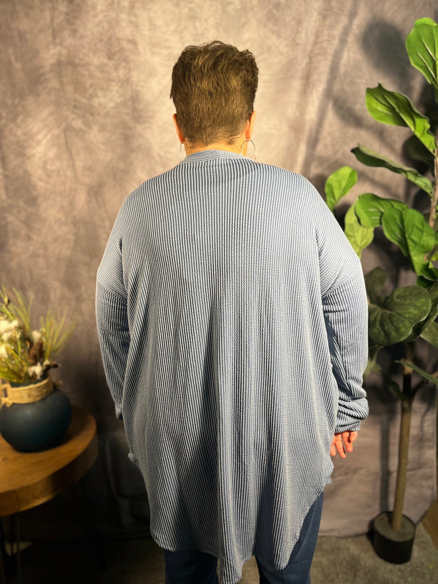 Denim Vintage Rib Cardigan PLUS