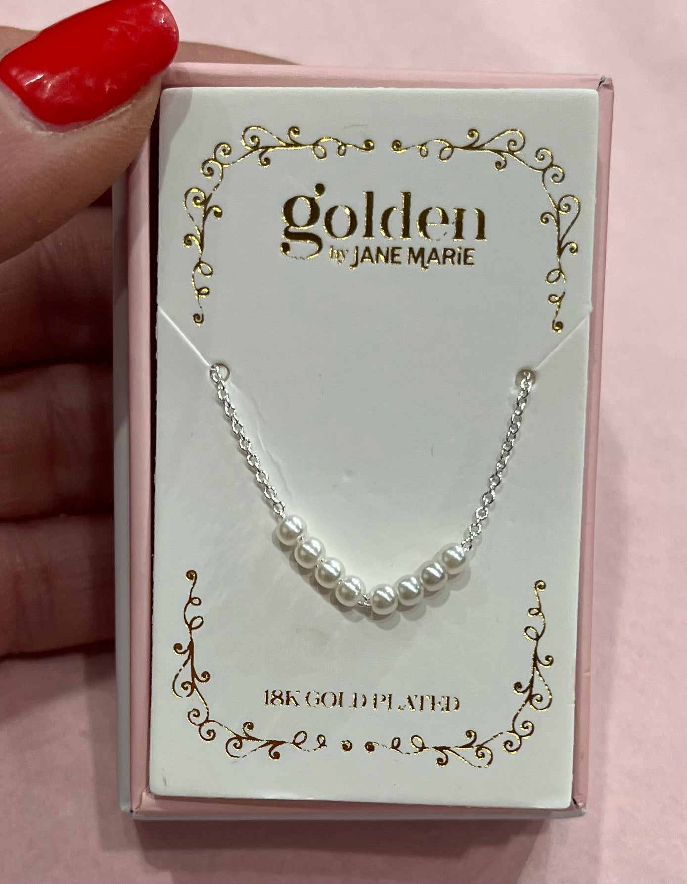 Kids Mini White Gold-Plated Pearl Necklace