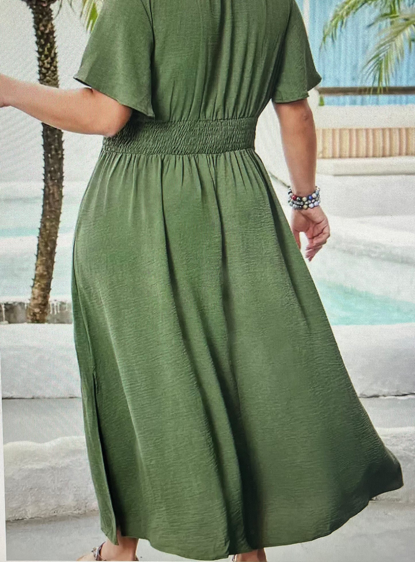 Surplice Green Maxi Dress PLUS