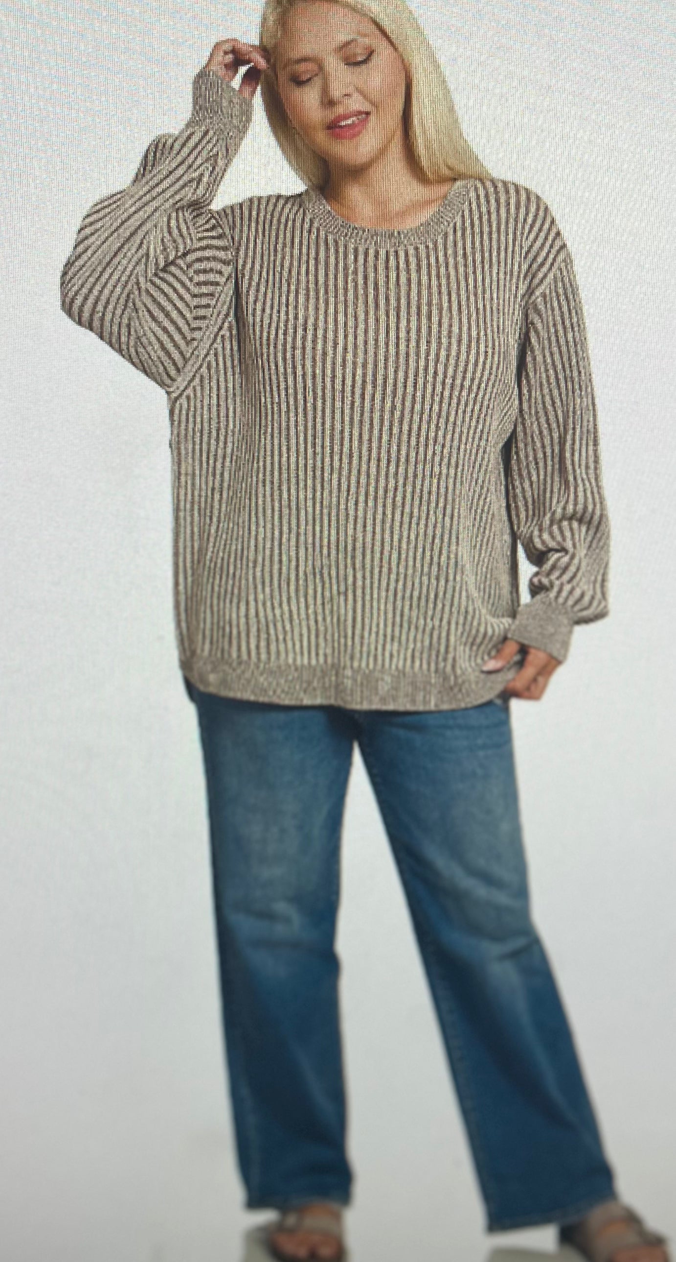 Brown Two-Toned Sweater Plus