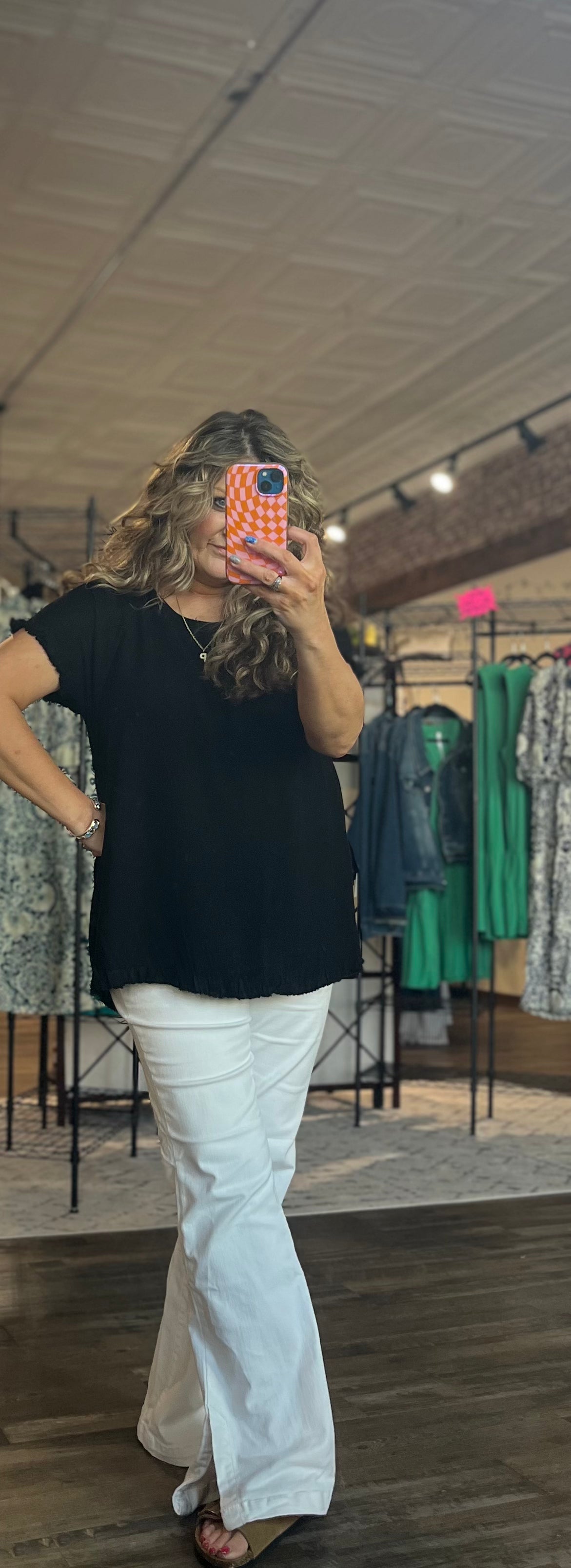 Black Linen Blend Top