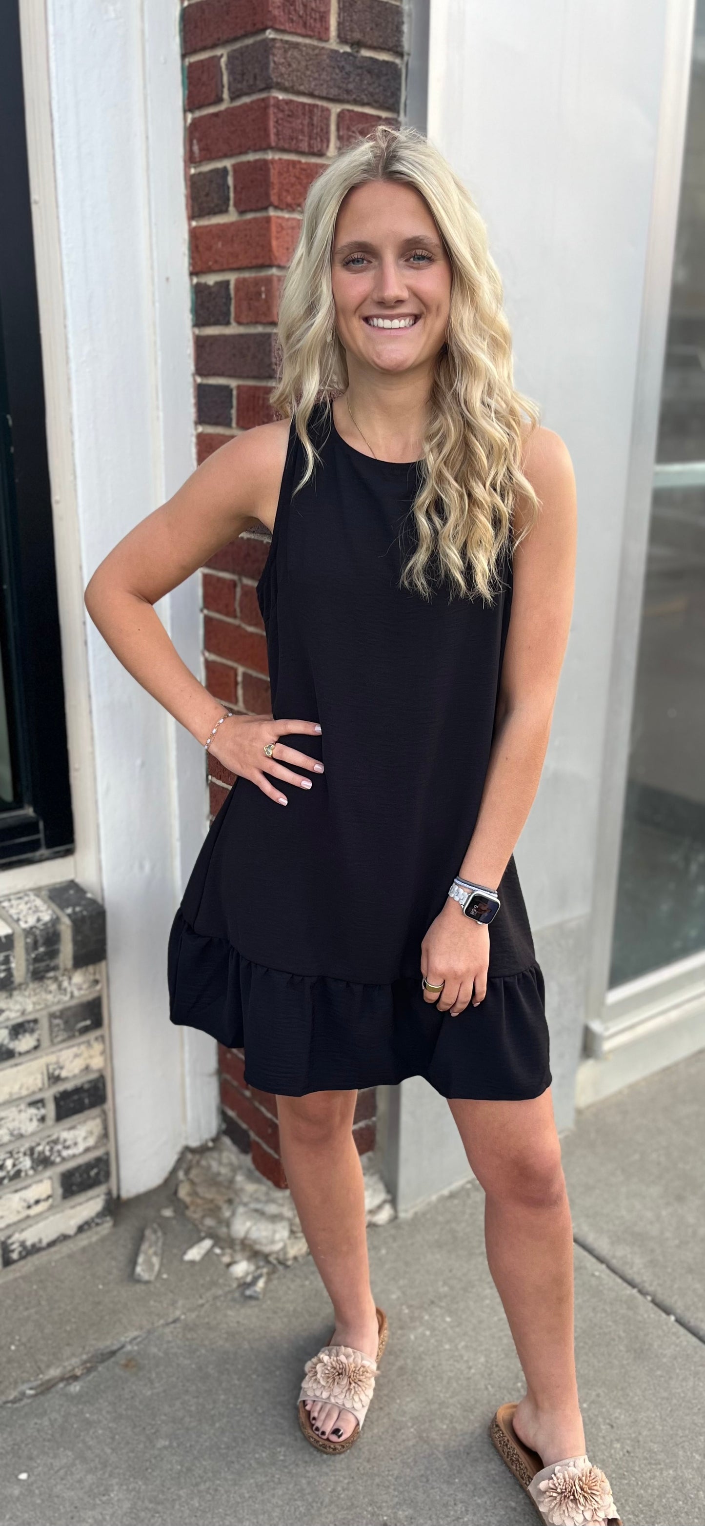Sleeveless Black Tie Back Dress