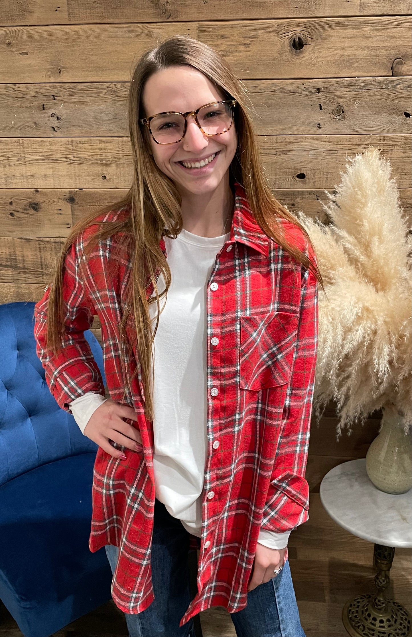 Checkered Flannel Shirt - Red