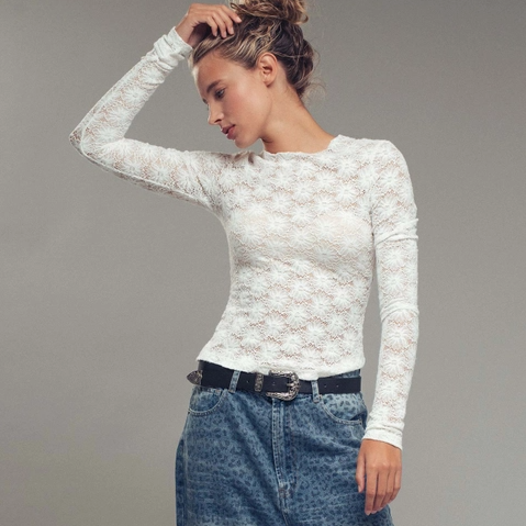 Ivory Floral Stretch Layer Top