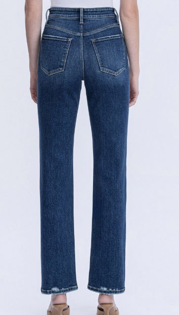 High Rise Dark Wash Straight Jeans