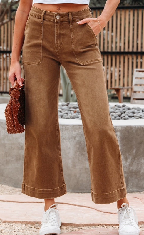 Cropped High Rise Wide Leg Jean