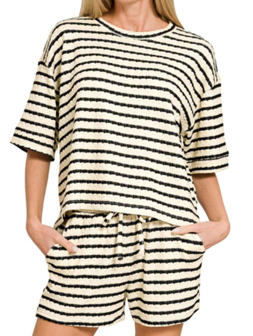 Striped Short Sleeve Set