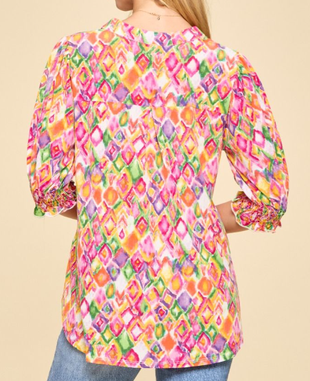 Lizzy Smocked Top Multi