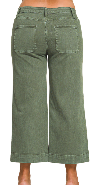 Crop Wide Leg Colored Denim PLUS