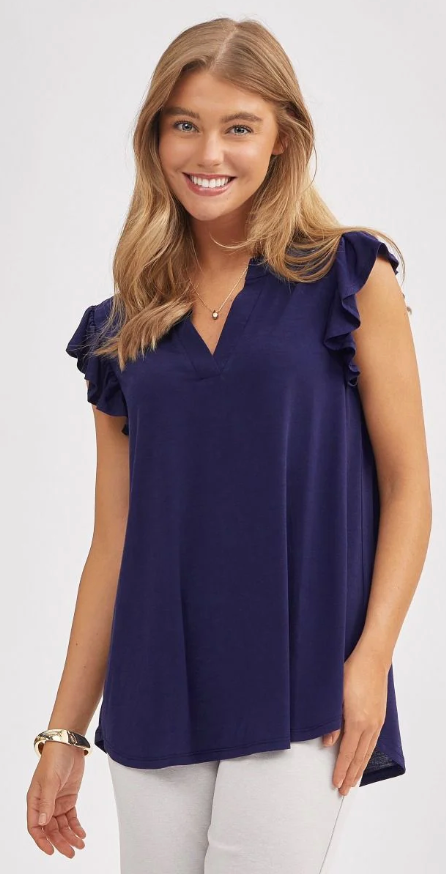 Navy Liz Flutter Top