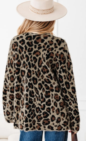 Brown Leopard Casual Cardigan