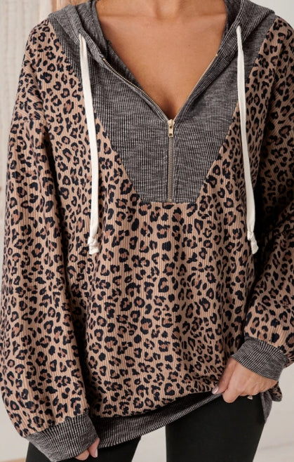 Ribbed Leopard Pullover