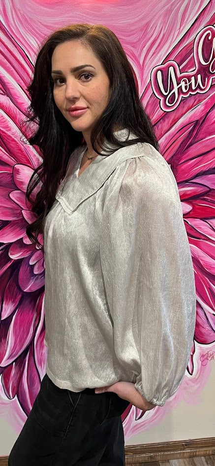 Silver Crinkle Top