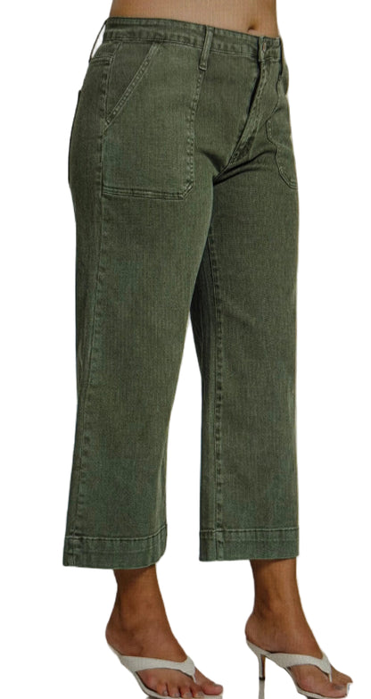 Crop Wide Leg Colored Denim PLUS