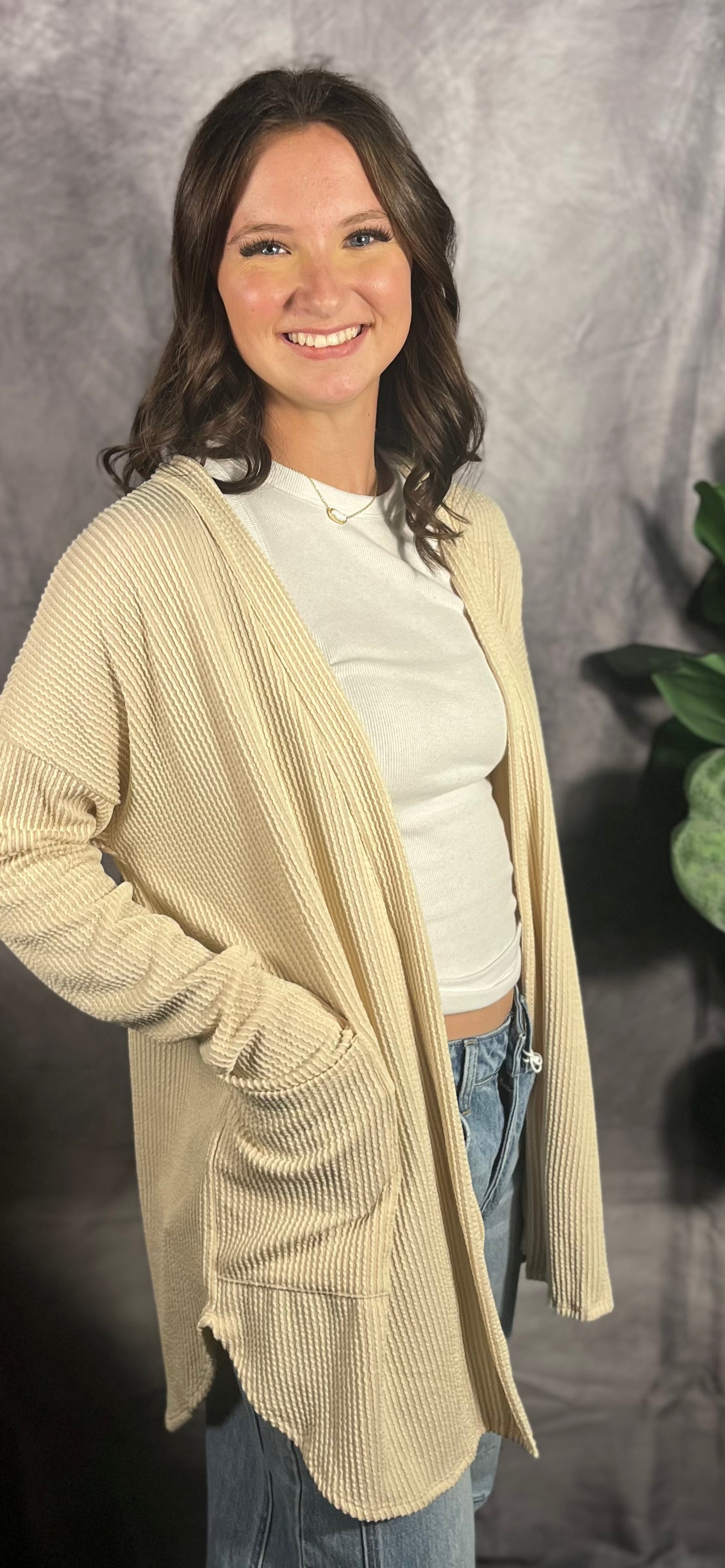 Oatmeal Ribbed Cardigan