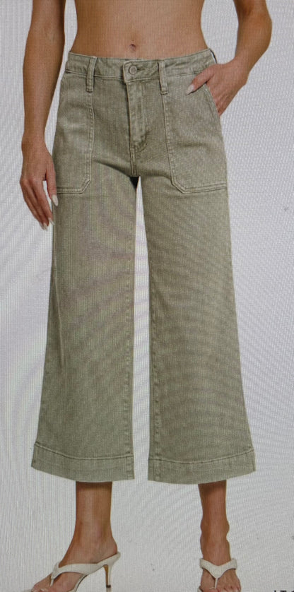 Crop Wide Leg Colored Denim