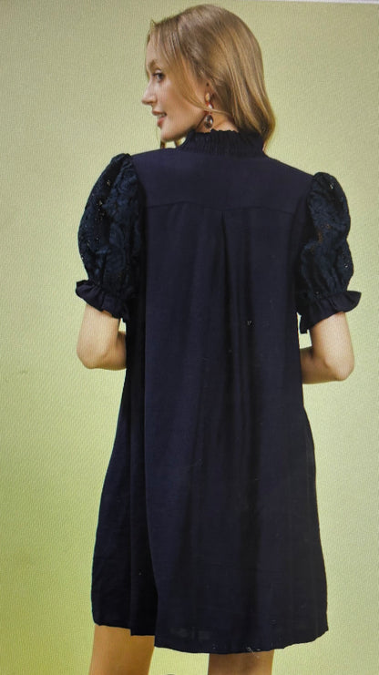 Lace Smocked Babydoll Dress