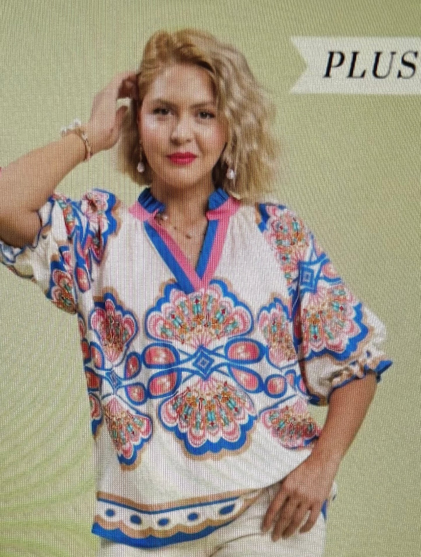 Ecru Mix Boho Top PLUS
