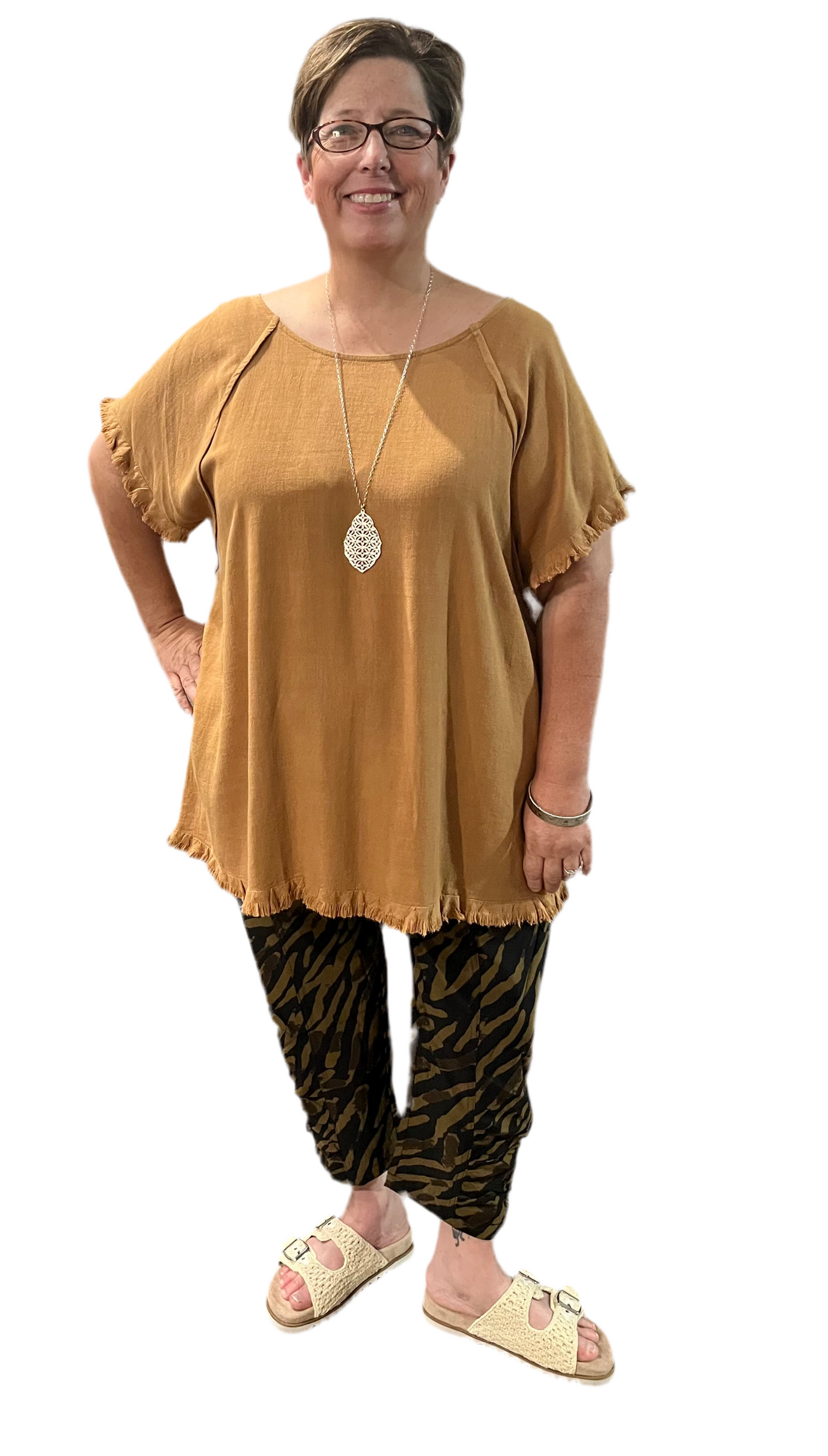 Toffee Linen Blend Top PLUS