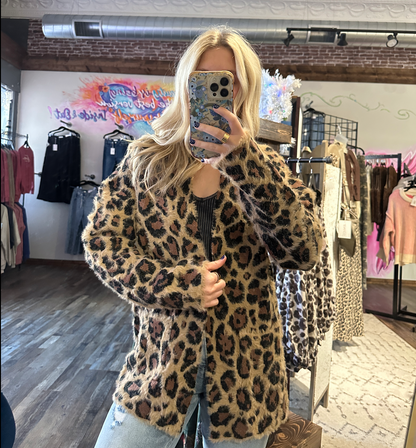 Brown Leopard Casual Cardigan