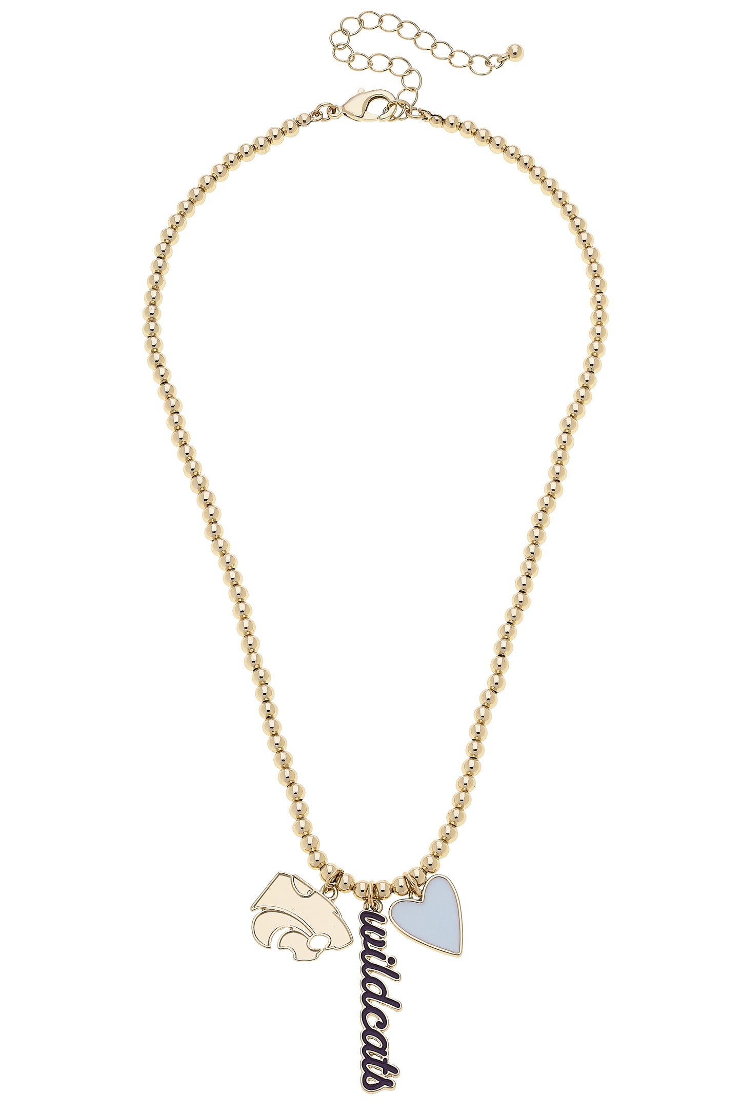 KSU Wildcats Ball Bead Charm Necklace
