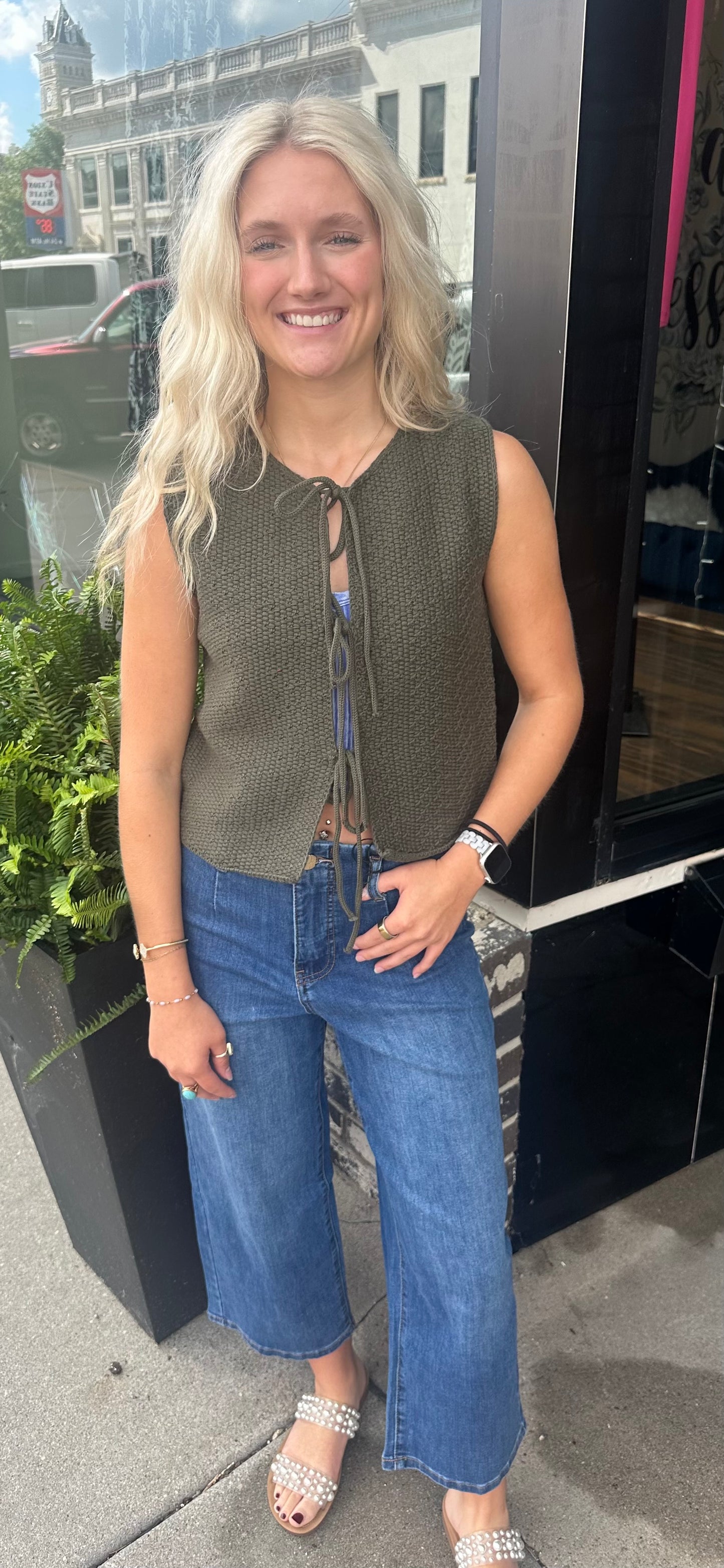 Dark Olive Tie Vest