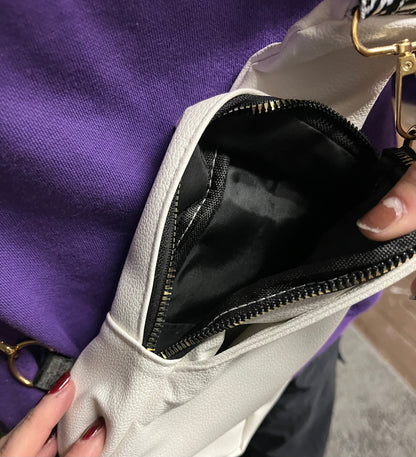 White Vegan Leather Sling Bag