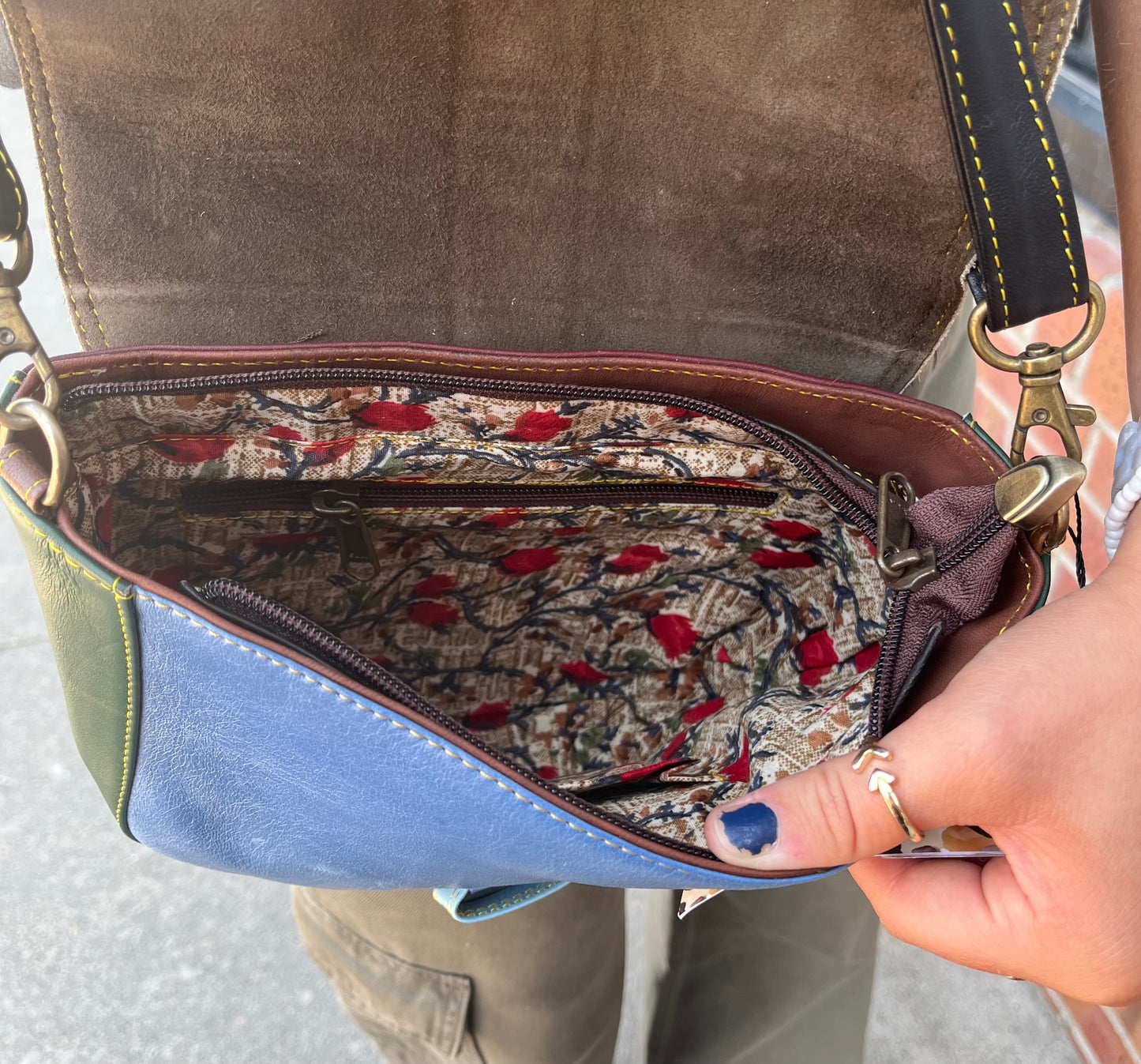 Wren Blue Blends Leather Crossbody