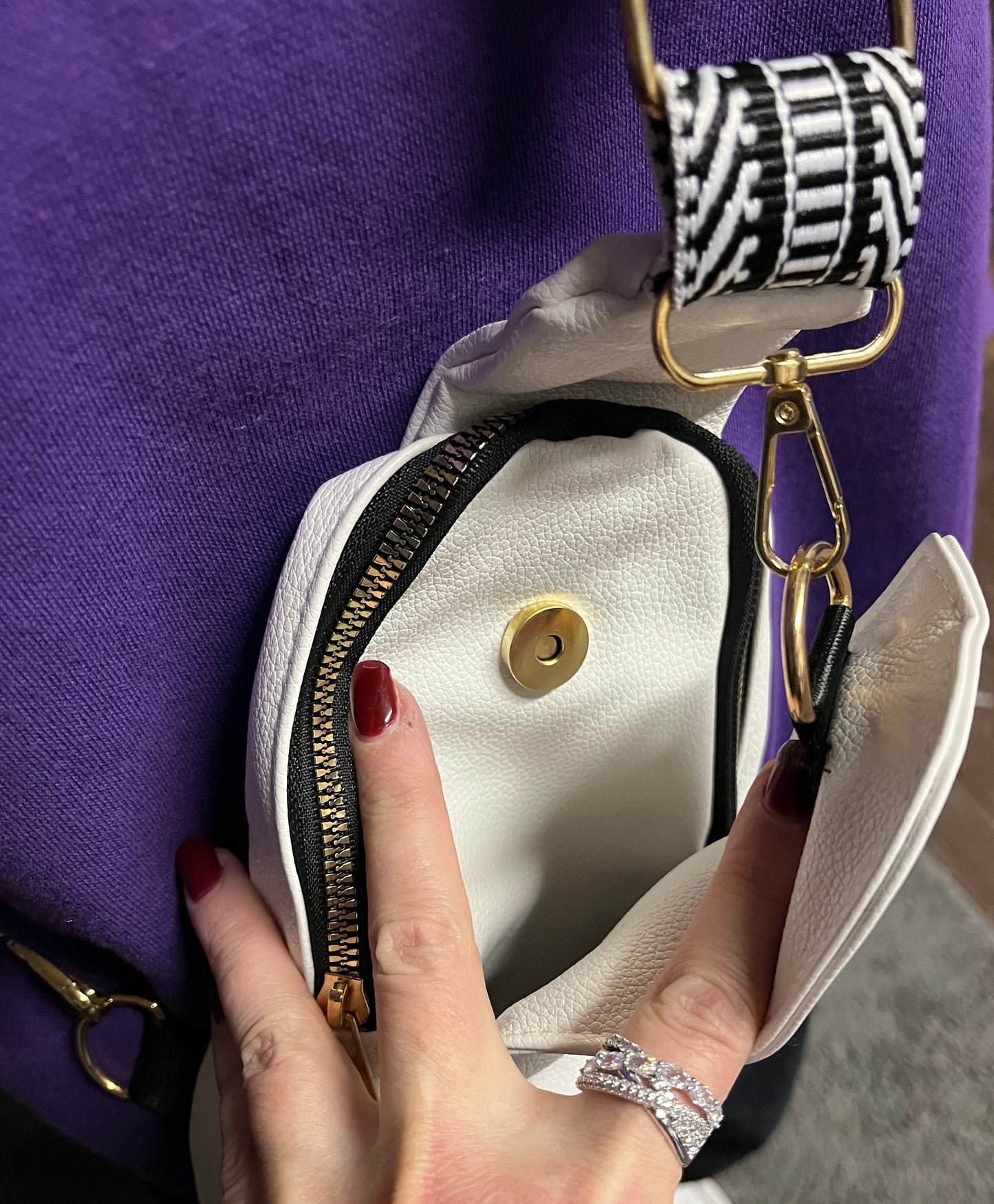 White Vegan Leather Sling Bag