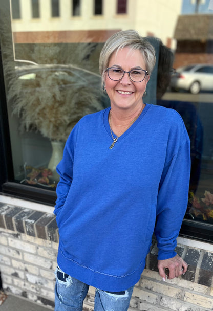 Melange West Hall Fleece in Royal