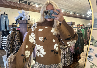 Floral Mock Neck Sweater