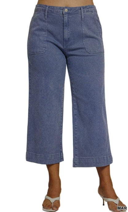 Crop Wide Leg Colored Denim PLUS