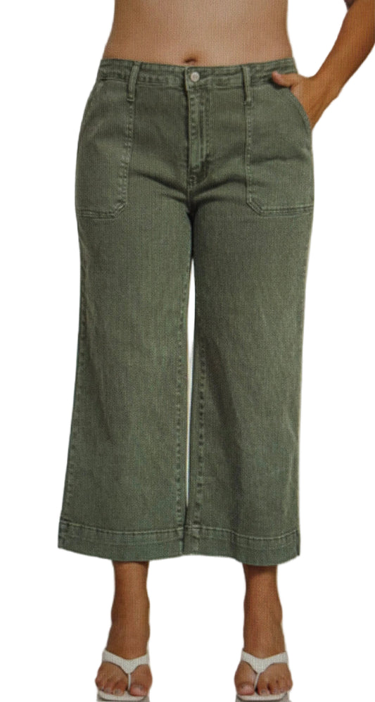 Crop Wide Leg Colored Denim PLUS